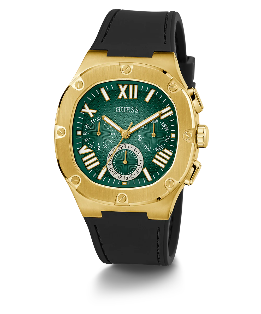 Men's Guess Gold Tone Multi-Function Green Dial  Watch - GW0571G3